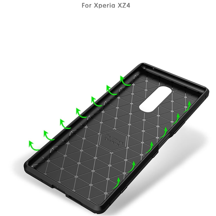 Carbon Fiber Texture Shockproof TPU Case for Sony Xperia XZ4 (Brown)