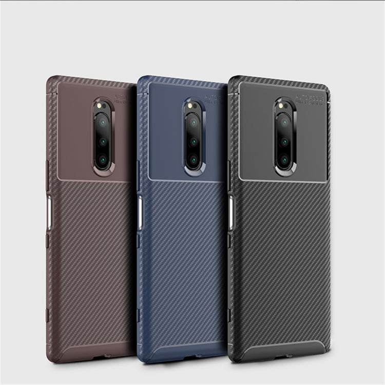 Carbon Fiber Texture Shockproof TPU Case for Sony Xperia XZ4 (Brown)