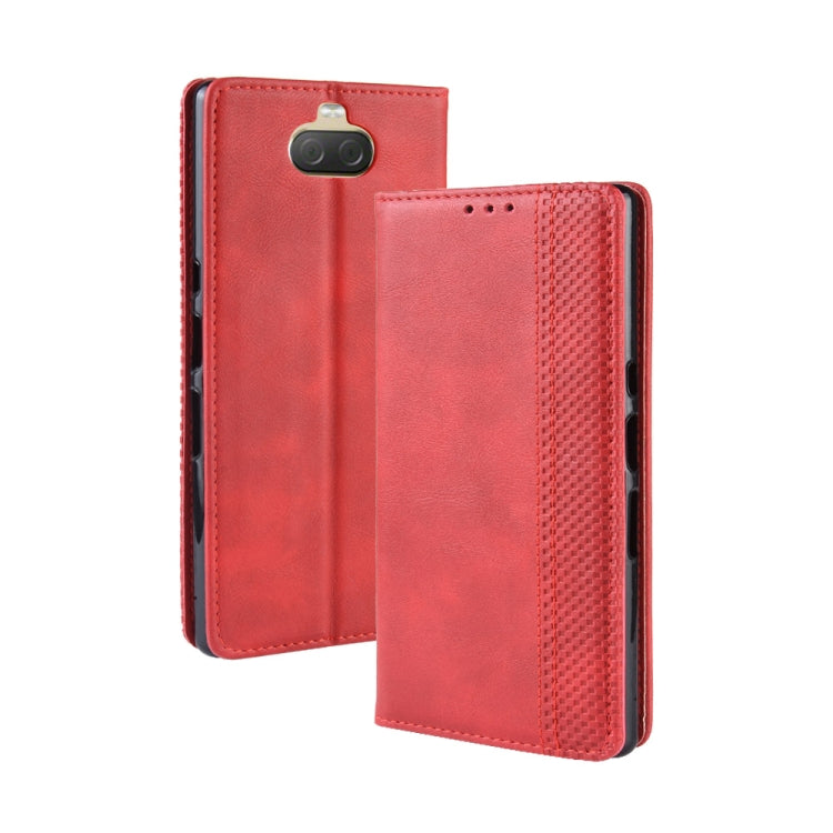 Magnetic Buckle Retro Texture Horizontal Flip Leather Case for Sony Xperia 10, with Holder & Card Slots & Wallet