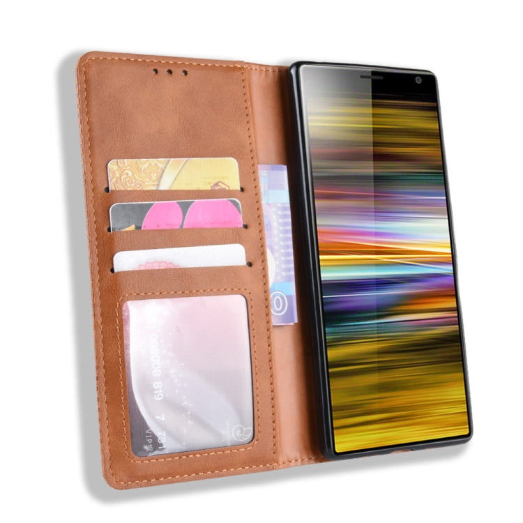 Magnetic Buckle Retro Texture Horizontal Flip Leather Case for Sony Xperia 10, with Holder & Card Slots & Wallet