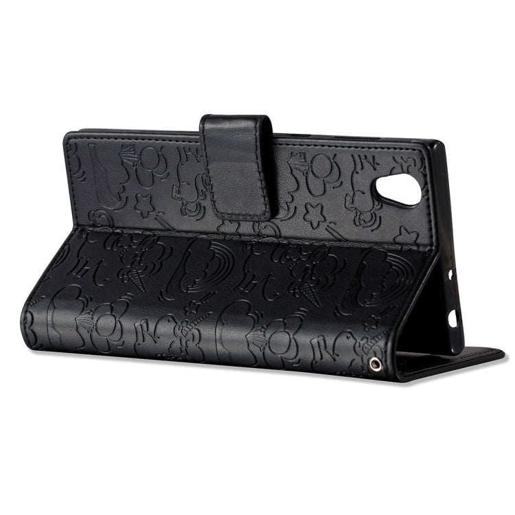 For Sony Xperia L1 Pressed Horse Cloud Print Horizontal Flip Leather Case with Holder & Card Slots & Wallet & Lanyard