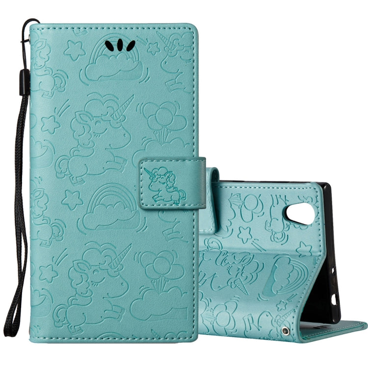 For Sony Xperia L1 Pressed Horse Cloud Print Horizontal Flip Leather Case with Holder & Card Slots & Wallet & Lanyard