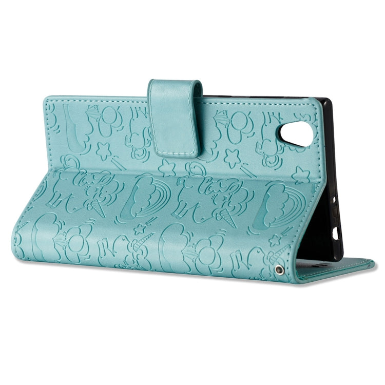 For Sony Xperia L1 Pressed Horse Cloud Print Horizontal Flip Leather Case with Holder & Card Slots & Wallet & Lanyard