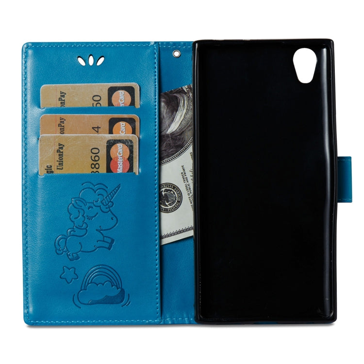 For Sony Xperia L1 Pressed Horse Cloud Print Horizontal Flip Leather Case with Holder & Card Slots & Wallet & Lanyard