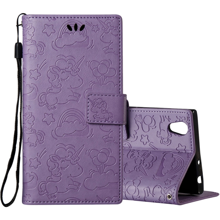 For Sony Xperia L1 Pressed Horse Cloud Print Horizontal Flip Leather Case with Holder & Card Slots & Wallet & Lanyard