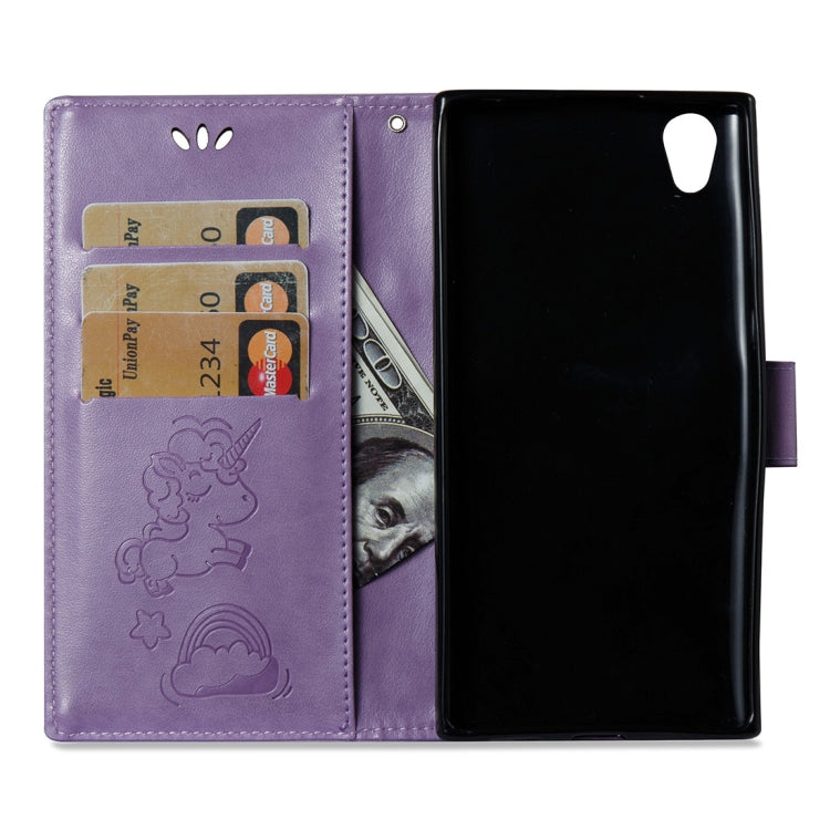 For Sony Xperia L1 Pressed Horse Cloud Print Horizontal Flip Leather Case with Holder & Card Slots & Wallet & Lanyard