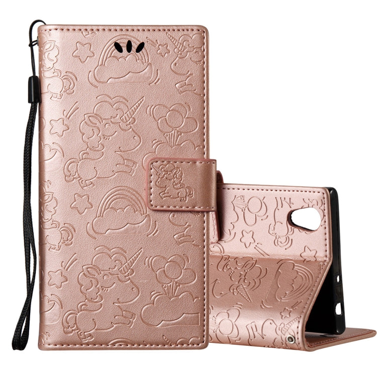 For Sony Xperia L1 Pressed Horse Cloud Print Horizontal Flip Leather Case with Holder & Card Slots & Wallet & Lanyard