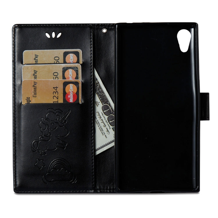 For Sony Xperia XA1 Pressed Horse Cloud Print Horizontal Flip Leather Case with Holder & Card Slots & Wallet & Lanyard