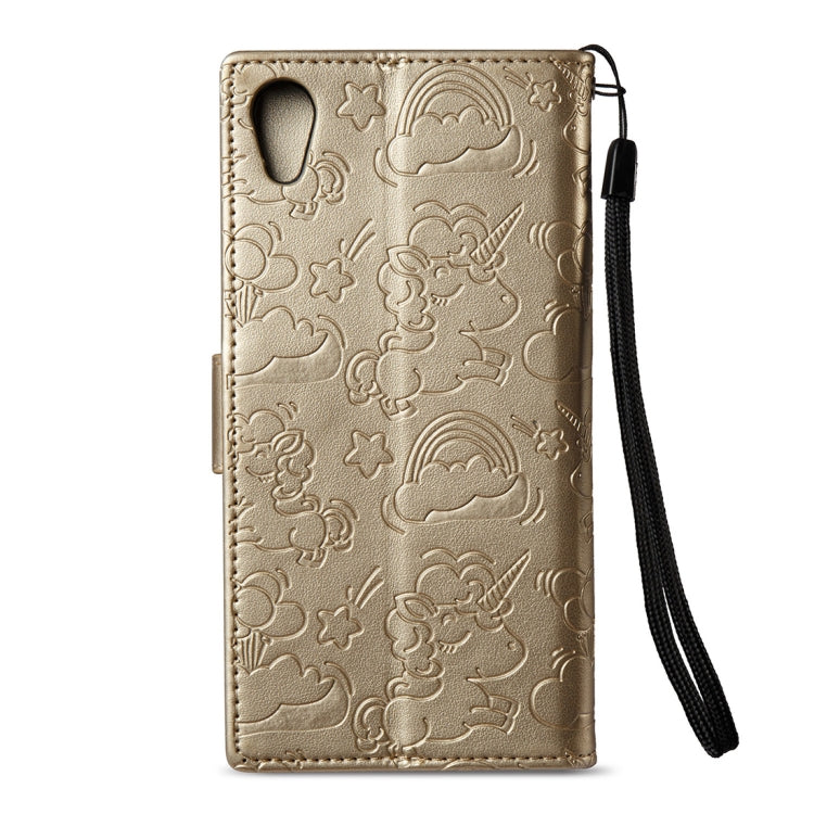 For Sony Xperia XA1 Pressed Horse Cloud Print Horizontal Flip Leather Case with Holder & Card Slots & Wallet & Lanyard