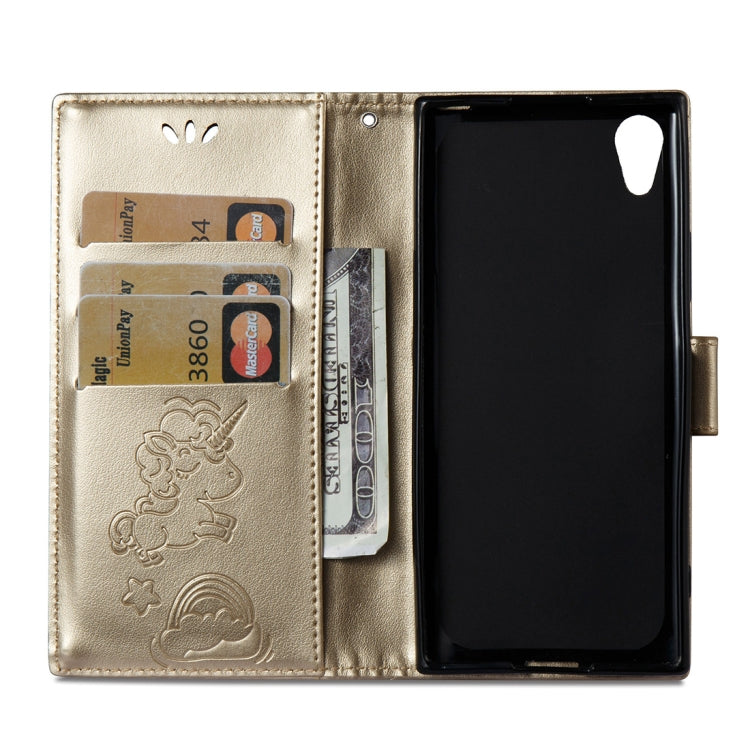 For Sony Xperia XA1 Pressed Horse Cloud Print Horizontal Flip Leather Case with Holder & Card Slots & Wallet & Lanyard
