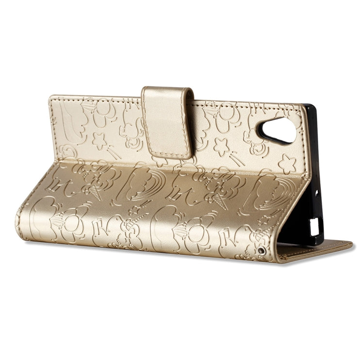 For Sony Xperia XA1 Pressed Horse Cloud Print Horizontal Flip Leather Case with Holder & Card Slots & Wallet & Lanyard