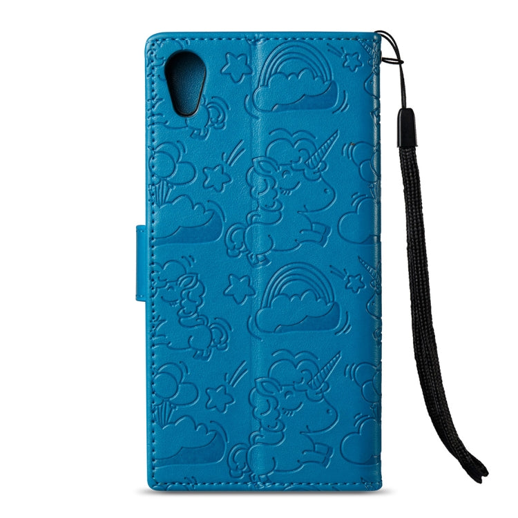 For Sony Xperia XA1 Pressed Horse Cloud Print Horizontal Flip Leather Case with Holder & Card Slots & Wallet & Lanyard