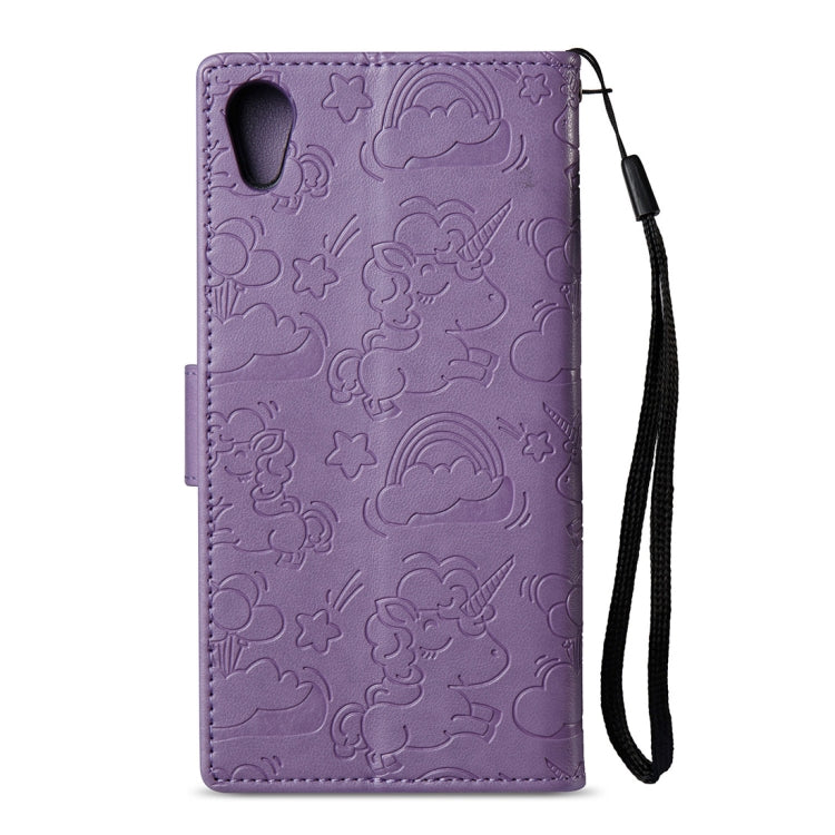 For Sony Xperia XA1 Pressed Horse Cloud Print Horizontal Flip Leather Case with Holder & Card Slots & Wallet & Lanyard