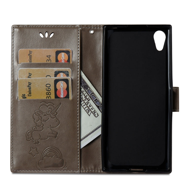 For Sony Xperia XA1 Pressed Horse Cloud Print Horizontal Flip Leather Case with Holder & Card Slots & Wallet & Lanyard