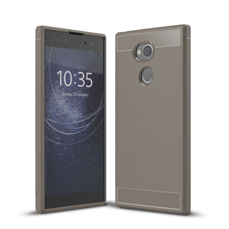 For Sony Xperia XA2 Ultra Brushed Texture Carbon Fiber Shockproof TPU Protective Back Case