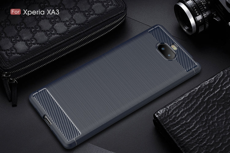 Brushed Texture Carbon Fiber Soft TPU Case for Sony Xperia 10