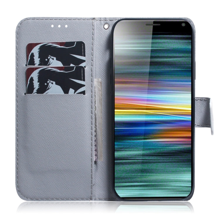 Apricot Flower Pattern Coloured Drawing Horizontal Flip Leather Case for Sony Xperia 10, with Holder & Card Slots & Wallet