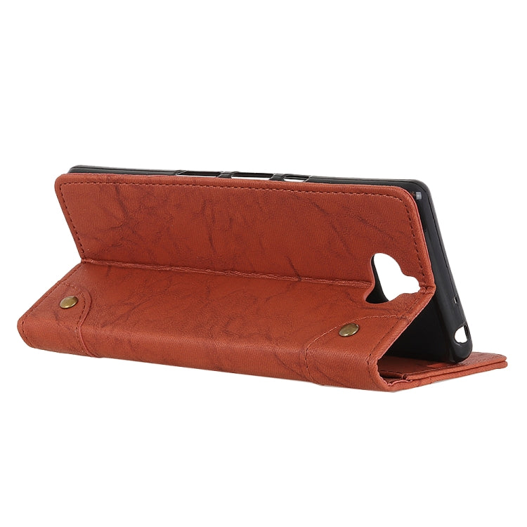 Copper Buckle Retro Crazy Horse Texture Horizontal Flip Leather Case for Sony Xperia 10, with Holder & Card Slots & Wallet
