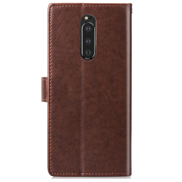 Lucky Clover Pressed Flowers Pattern Leather Case for Sony Xperia 1 / Xperia XZ4, with Holder & Card Slots & Wallet & Hand Strap