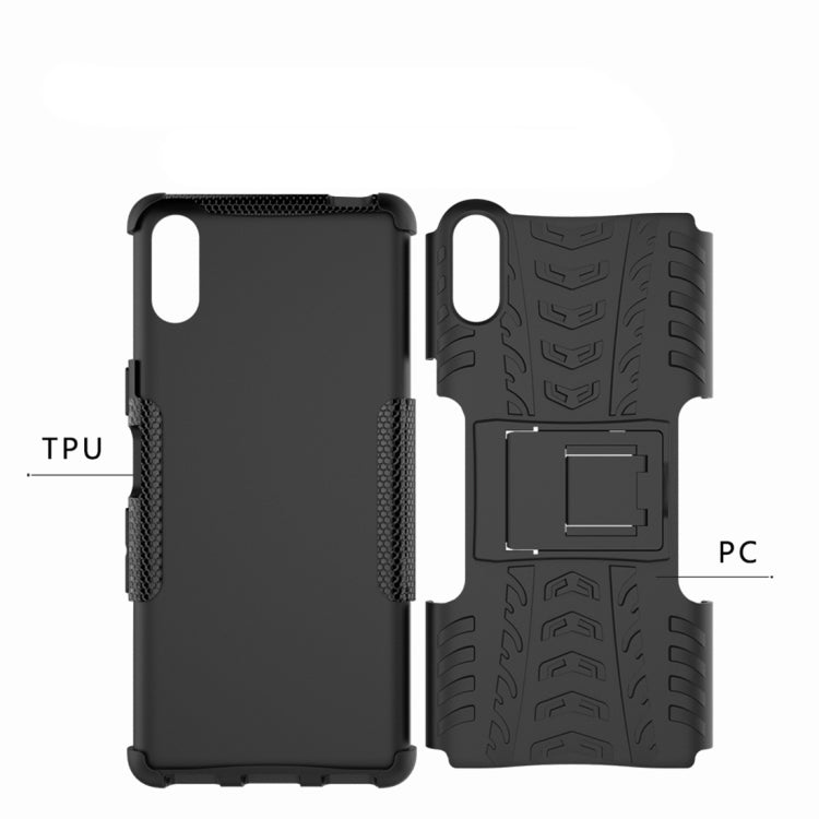 Tire Texture TPU+PC Shockproof Case for Sony Xperia L3, with Holder