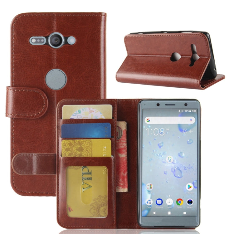 For Sony Xperia XZ2 Compact PU + TPU Crazy Horse Texture Horizontal Flip Leather Case with Wallet & Holder & Card Slots