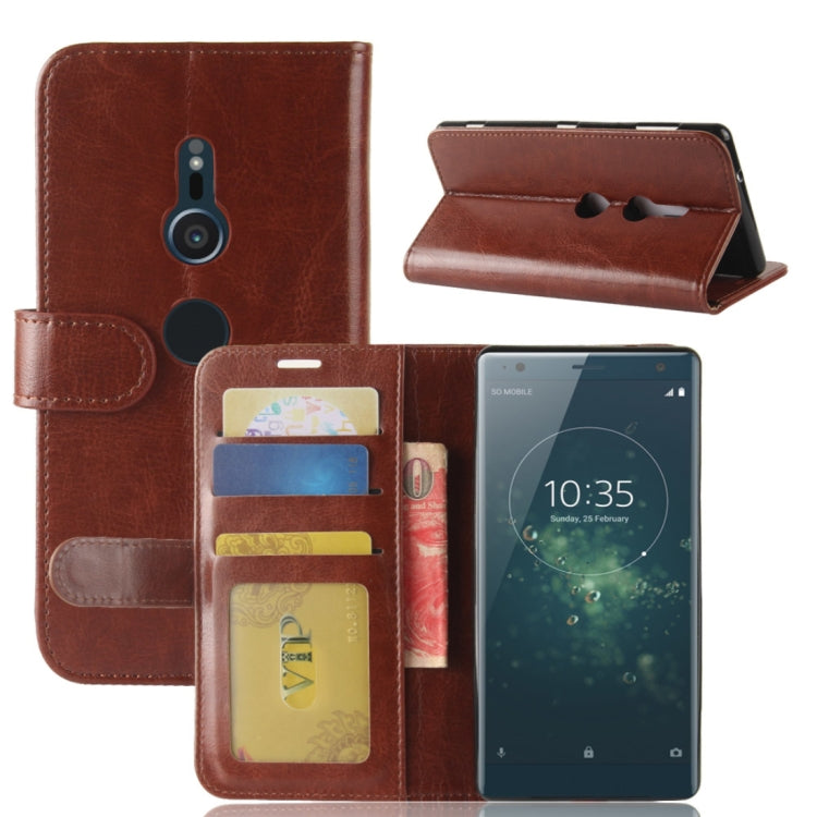 For Sony Xperia XZ2 PU + TPU Crazy Horse Texture Horizontal Flip Leather Case with Wallet & Holder & Card Slots