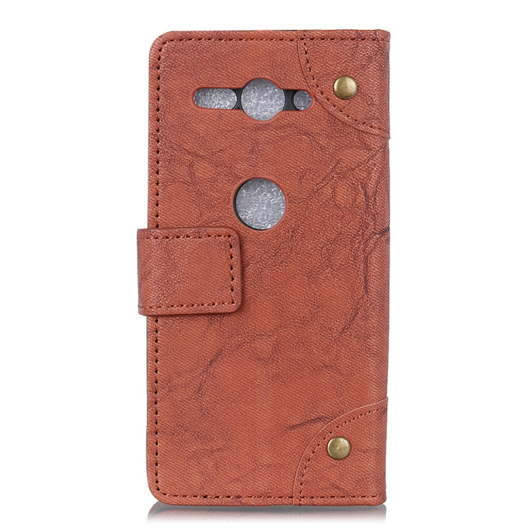 Copper Buckle Retro Crazy Horse Texture Horizontal Flip Leather Case for Sony Xperia XZ2 Compact, with Holder & Card Slots & Wallet