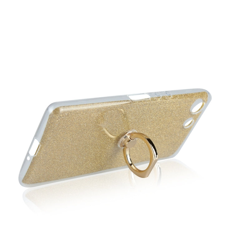 Glittery Powder Shockproof TPU Protective Case for Sony Xperia XZ4 Compact, with 360 Degree Rotation Ring Holder