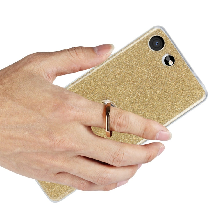 Glittery Powder Shockproof TPU Protective Case for Sony Xperia XZ4 Compact, with 360 Degree Rotation Ring Holder