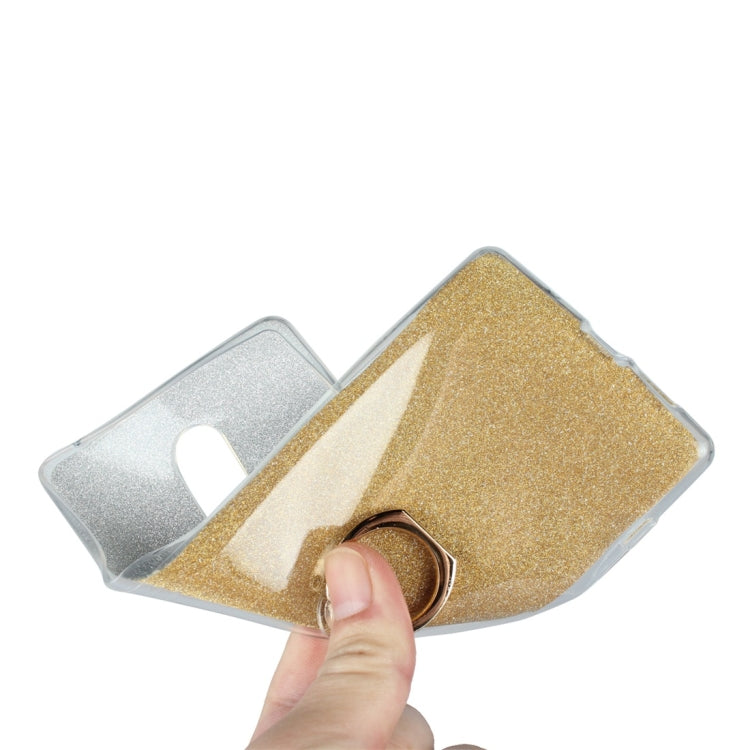 Glittery Powder Shockproof TPU Protective Case for Sony Xperia XZ4, with 360 Degree Rotation Ring Holder