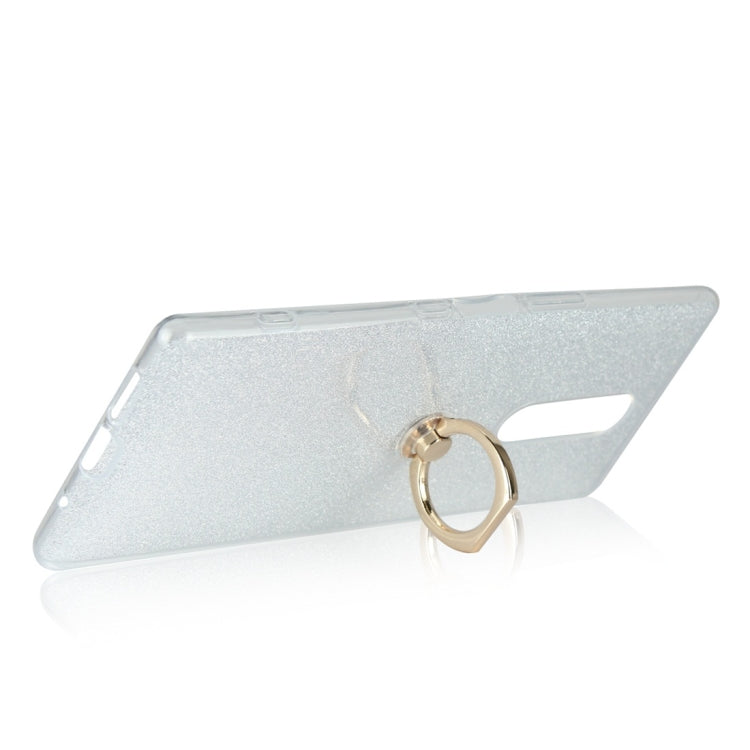 Glittery Powder Shockproof TPU Protective Case for Sony Xperia XZ4, with 360 Degree Rotation Ring Holder