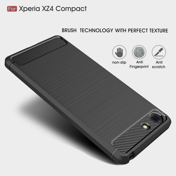 Brushed Texture Carbon Fiber Shockproof TPU Case for Sony Xperia XZ4 Compact
