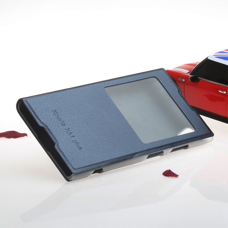 For Sony Xperia XA1 Plus Litchi Texture Horizontal Flip Leather Case with Call Display ID