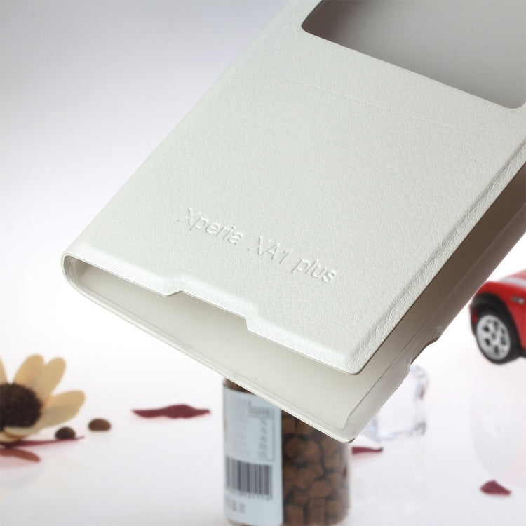 For Sony Xperia XA1 Plus Litchi Texture Horizontal Flip Leather Case with Call Display ID