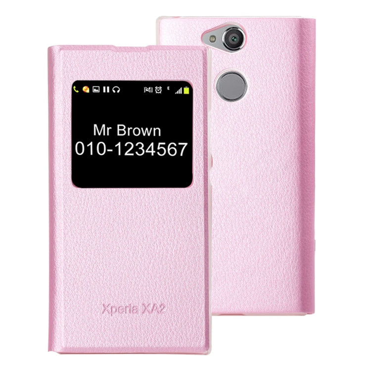For Sony Xperia XA2 Litchi Texture Horizontal Flip Leather Case with Call Display ID