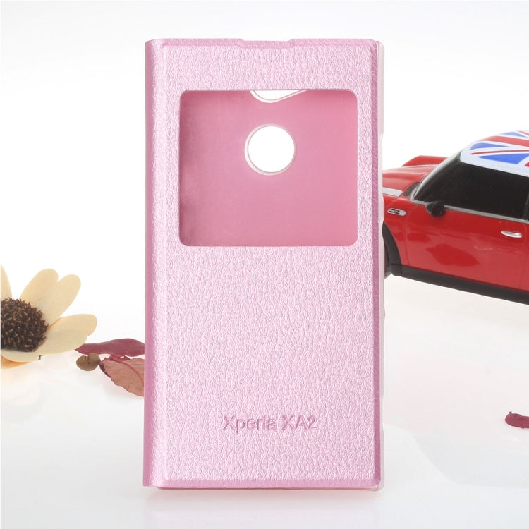 For Sony Xperia XA2 Litchi Texture Horizontal Flip Leather Case with Call Display ID