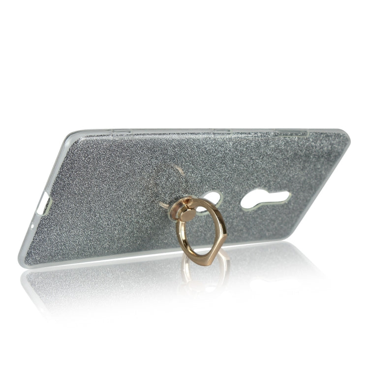 Glittery Powder Shockproof TPU Case for Sony Xperia XZ3, with 360 Degree Rotation Ring Holder