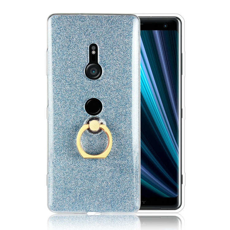 Glittery Powder Shockproof TPU Case for Sony Xperia XZ3, with 360 Degree Rotation Ring Holder