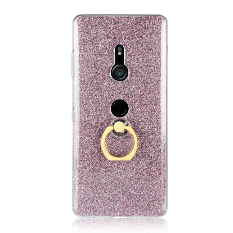 Glittery Powder Shockproof TPU Case for Sony Xperia XZ3, with 360 Degree Rotation Ring Holder