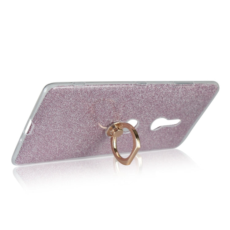 Glittery Powder Shockproof TPU Case for Sony Xperia XZ3, with 360 Degree Rotation Ring Holder
