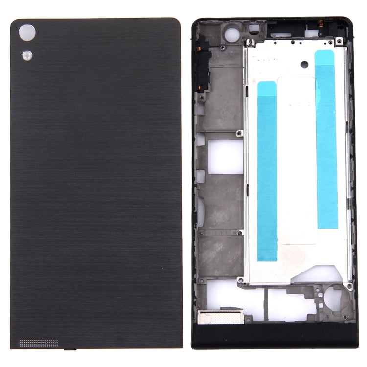 For Huawei Ascend P6 Battery Back Cover + Front Housing LCD Frame Bezel Plate(Black)