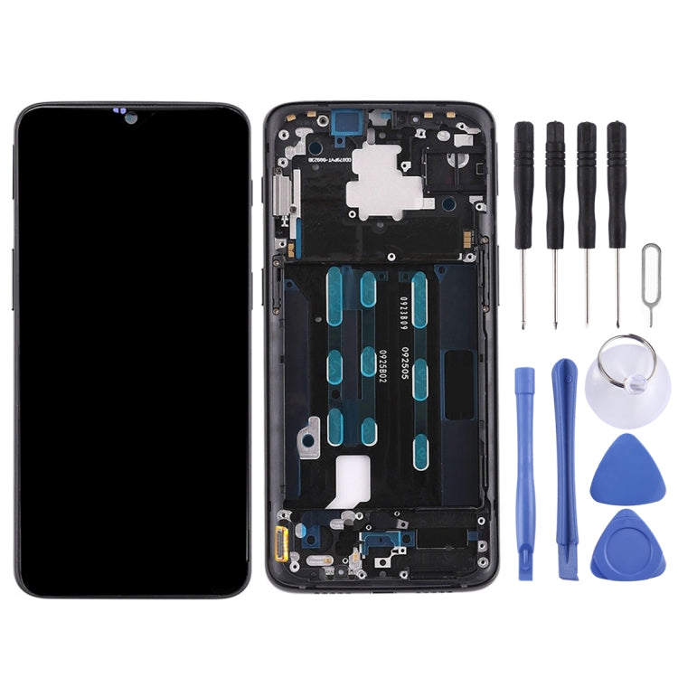 For OnePlus 6T Digitizer Full Assembly with Frame OEM LCD Screen (Black)