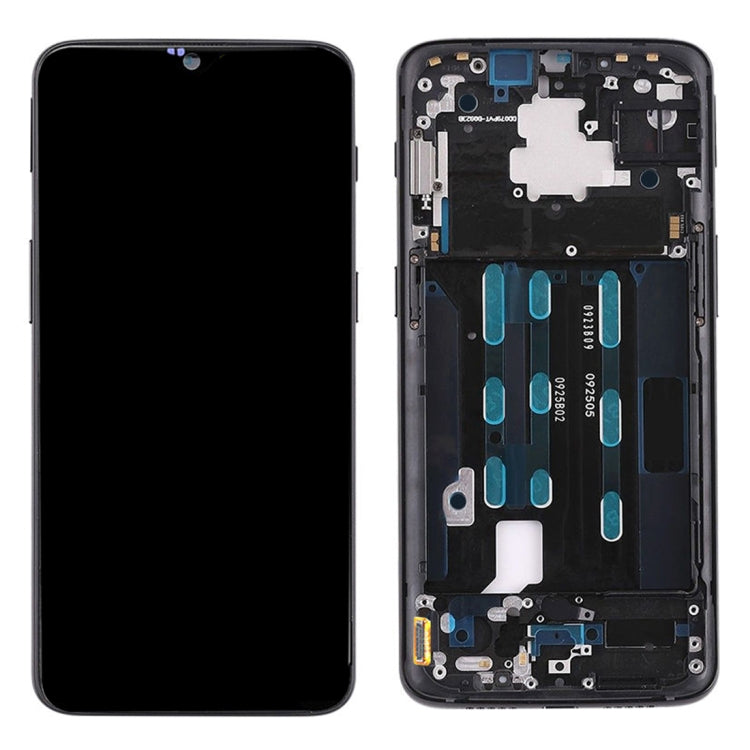 For OnePlus 6T Digitizer Full Assembly with Frame OEM LCD Screen (Black)
