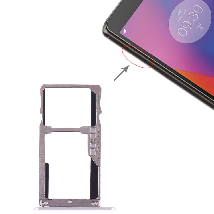 SIM Card Tray + SIM Card Tray / Micro SD Card for Lenovo K6 (Silver)
