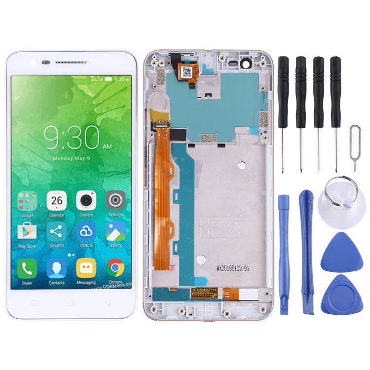 OEM LCD Screen for Lenovo Vibe C2 K10A40 with Digitizer Full Assembly with Frame (White)