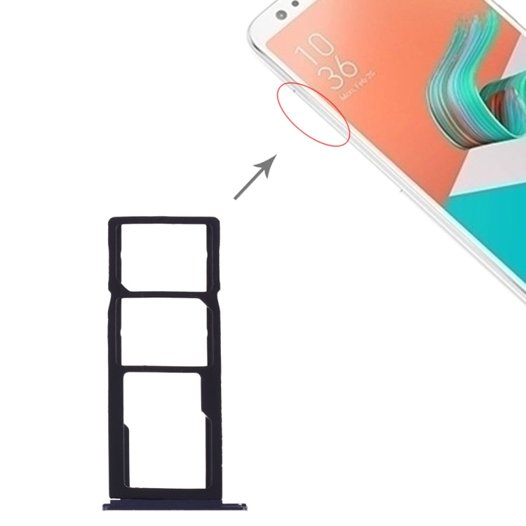 SIM Card Tray + SIM Card Tray + Micro SD Card Tray for Asus Zenfone 5Q ZC600KL (Zenfone 5 Lite ZC600KL)(Dark Blue)