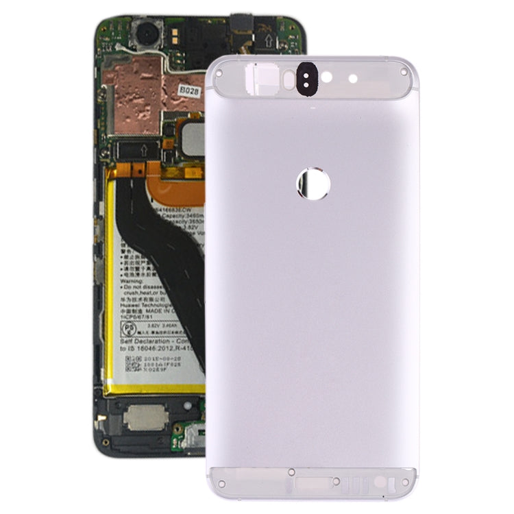 Battery Back Cover with Top + Lower Bottom Glass Lens Cover for Google Nexus 6P(Silver)