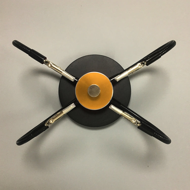 Universal Metal Base Soldering Station PCB Fixture (4 Metal Arms + Round Iron Base + Aluminum Base)