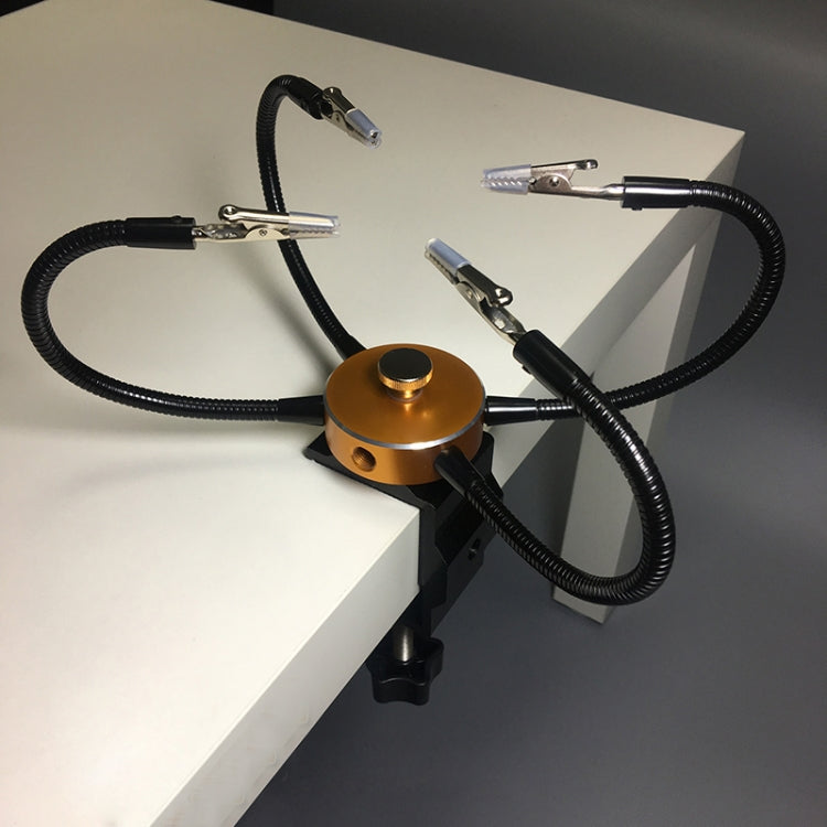 Universal Metal Base Soldering Station PCB Fixture (4 Metal Arms + Round Iron Base + Aluminum Base)