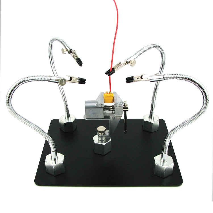 Universal Metal Base Soldering Station PCB Fixture (4 Metal Arms + Square Iron Base + 4 Strong Magnetic Base)